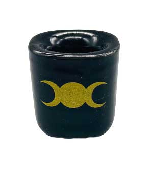 Triple Moon Black ceramic holder