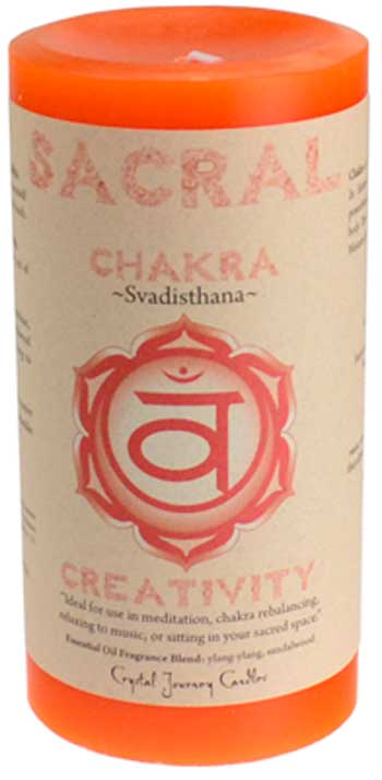 Sacral Chakra pillar candle 3" x 6"