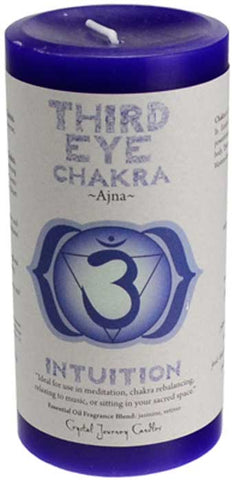 Third Eye Chakra pillar candle 3" x 6"