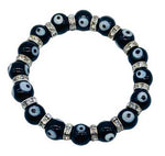 8mm Evil Eye, Black bracelet