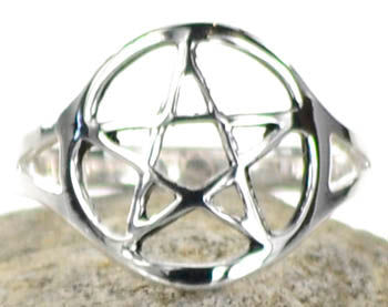 silver plated brass Pentagram ring size 9