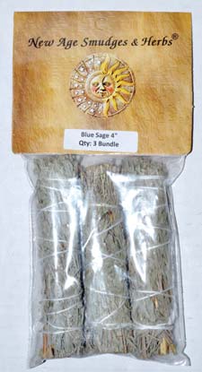 (set of 3) Blue Sage smudge stick 4"